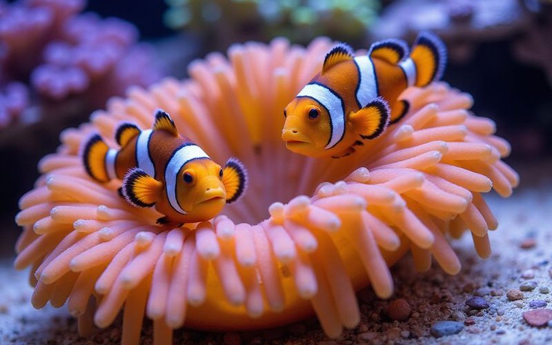Thriving beginner reef tank with clownfish hosting in bubble tip anemone