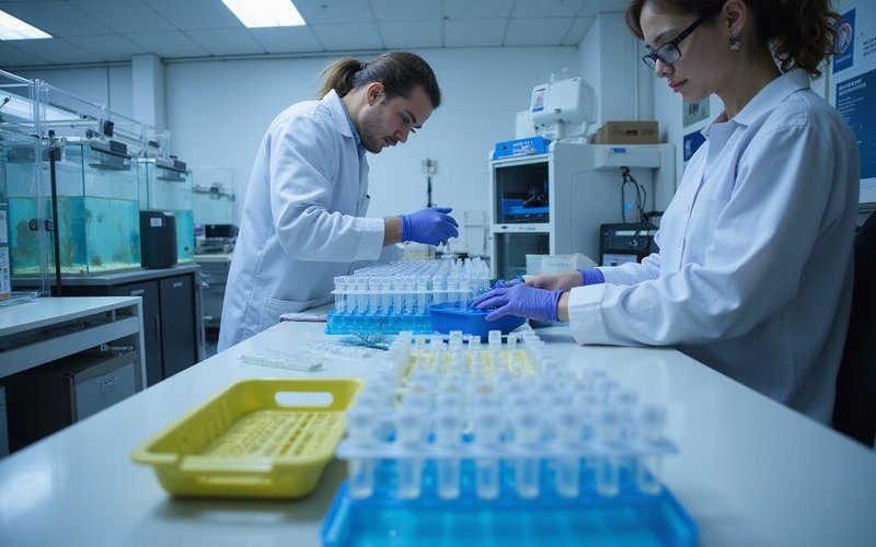 Water testing station with professional test equipment