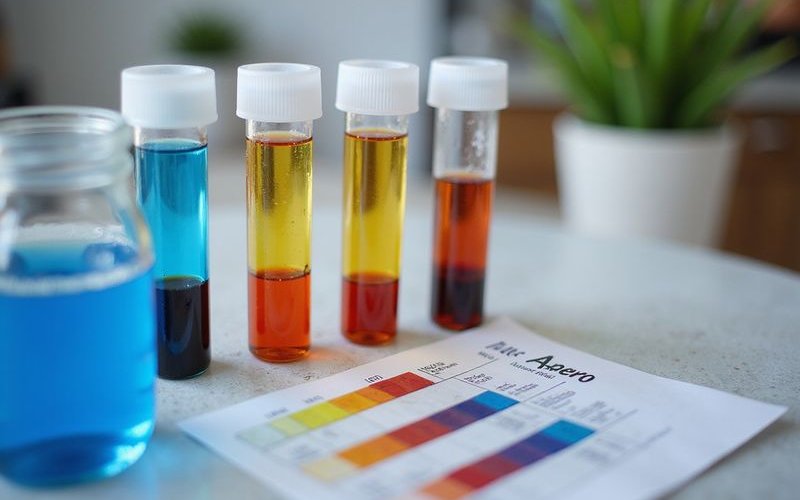 Water testing kit showing ammonia nitrite nitrate test tubes for cycling aquarium